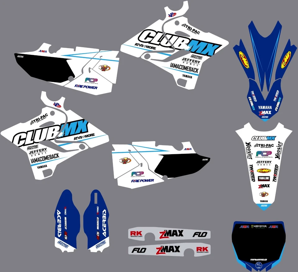 Se adapta a Yamaha YZ 125 250 MX Motocross 2015 2016 2017 2018 2019 2020 kit gráfico Foto 1 de 1