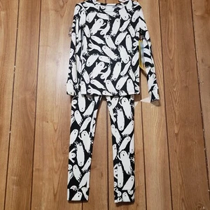 NWT Cat & Jack Black & White Ghost PJ Set Unisex Size 6 Very Soft Knit - Picture 1 of 4
