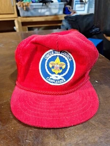 Vintage 80s BSA Campleader Hat Red Corduroy - Picture 1 of 8