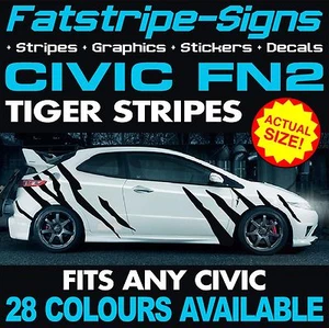 para adaptarse CALCOMANÍAS GRÁFICAS HONDA CIVIC FN2 RAYAS TIGRE PEGATINAS VTEC TIPO R S - Imagen 1 de 2