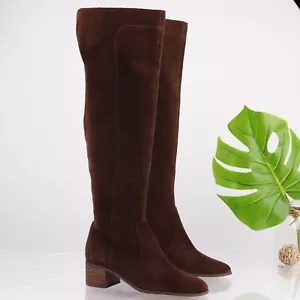Corso Como Womens Loval Boot Size 7.5 Over the Knee OTK Brown Suede Elastic - Picture 1 of 19
