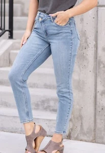 Judy Blue 7/28 | Yard Work Crossover Relaxed Fit Jeans | Medium Wash - Picture 1 of 9