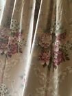 One Antique Vtg  Cottage Floral Fabric  Curtain Left Panel -  Soft Brown Mauve