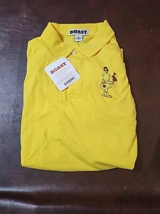 NWT BOAST USA Men's Short Sleeve POLO SHIRT Large Yellow Jersey Lobsterman - Picture 1 of 4