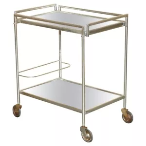 ANTIQUE ART DECO CIRCA 1920'S FRENCH MIRRORED GLASS CHROME TEA CAKE TROLLY - Picture 1 of 13