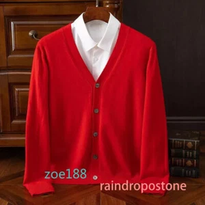 Suéter cárdigan de mezcla de lana para hombre con cuello en V calce ajustado tallas M-5XL Prendas para el torso - Imagen 1 de 33