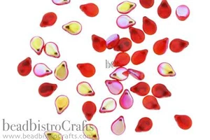 Preciosa Czech Glass Pip Beads Transparent Siam RED AB Petals - 50/150pcs - Picture 1 of 8