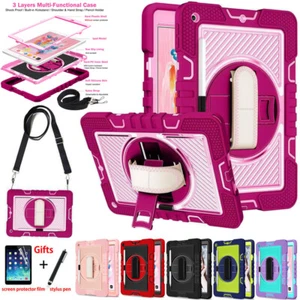 For iPad 5/6/7/8/9/10th Gen air 4 Mini 5 Kids Shockproof Strap Stand Case Cover - Picture 1 of 17