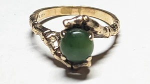 VINTAGE 10K GELBGOLD JADE RING GRÖSSE 6 3/4 GEPUNZT SIGNIERT - Bild 1 von 16