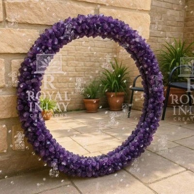 Marco de espejo de amatista hecho a medida, espejo de primera calidad decoración de pasillo Foto 1 de 4