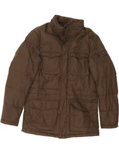 GEOX Mens Hooded Padded Jacket UK 42 XL Brown Polyamide BH03 - Picture 1 of 3
