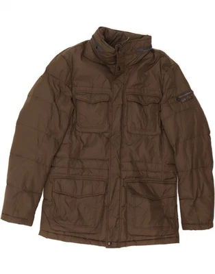 GEOX Mens Hooded Padded Jacket UK 42 XL Brown Polyamide BH03 - Image 1 of 3