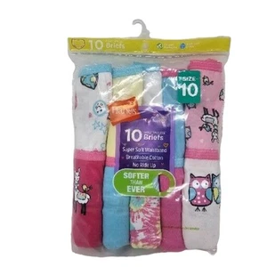 Hanes GIRLS Briefs Sz 10 Underwear Panties 10 Pack Pastel Tagless Cotton  - Picture 1 of 9