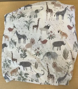 Pottery Barn Kids SAFARI Baby Nursery Fitted Crib Sheet Animals - Picture 1 of 5
