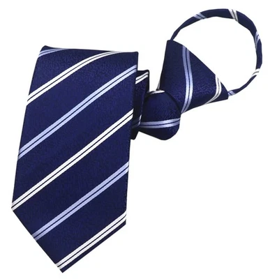 Men's Big Boys Zip Ties Business Wedding Solid Check Stripe Slim Pre-tie Neck... - Image 1 of 4