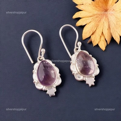 925纯银天然氨黄水晶派对悬挂灵气耳环珠宝首饰 — 第 1/4 张图片