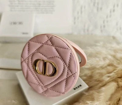 Dior BEAUTY Makeup Mirror Double Sided Dual Compact Pink Novelty Gold Logo CD - Image 1 of 3