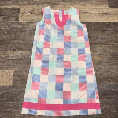 Vineyard Vines Whale Diamond Patchwork Shift Dress Size 14 Girl’s NWT $65 - Image 1 of 4