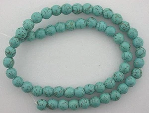 8mm Round Blue With Matrix Magnesite Turquoise Bead 16 Inch Strand - Picture 1 of 1