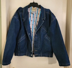 Vtg 80 90's Michael Sloane MEDIUM Lined Blue Jean Denim Jacket Coat - Picture 1 of 13