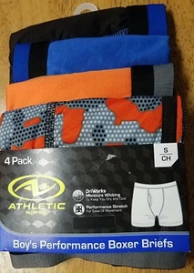NWT ATHLETIC WORKS Set of 4 BOYS Performance Boxer Briefs SMALL 6-7  Wicking - Picture 1 of 2
