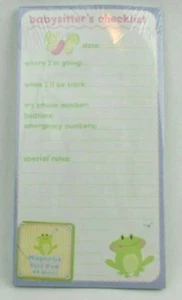 Babysitter Checklist Magnetic Note Pad 80 Sheets Instructions Safety Information - Picture 1 of 12