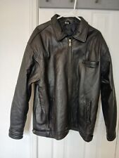 Black Leather Bomber Jacket Men's Size Large
