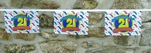Happy 21st Birthday String Flag Bunting Polyester 3m Long With 10 Flags - LAST 1 - Picture 1 of 2