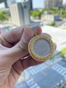 3Ct Round Cut Lab-Created Diamond Medallion Pendant Pave Charm 14K Gold Plated - Picture 1 of 4