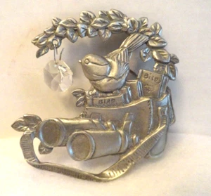 PEWTER & CRYSTAL BINOCULARS BIRD TREE SUN CATCHER NEW!✨ - Picture 1 of 2