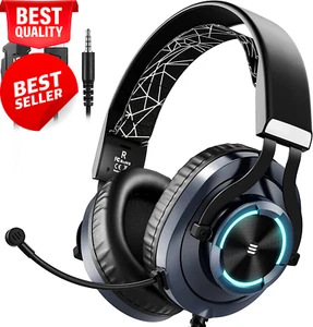 Gaming Headset with Microphone,Noise-Cancel Mic & RGB Light for PC,PS4, Xbox One - Picture 1 of 12