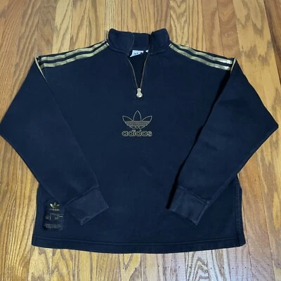 Woman’s Adidas Original S/S 2020 Black & Gold Bling 1/4 Zip Sweatshirt 2XS - Image 1 of 4