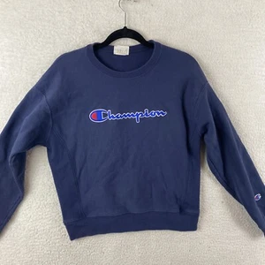 Champion Reverse Weave Sweatshirt Y2K VTG Blue Small (M) Puff Embroidered - Picture 1 of 13