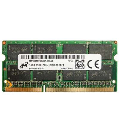Micron 16 GB 2RX8 PC3L-12800S DDR3-1600Mhz 1.35V Laptop SO-DIMM RAM Memory 16GB - Image 1 of 3