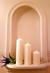 Set of 3 Large Ribbed pillar candle/soy wax candle/column ribbed candle - Picture 1 of 5