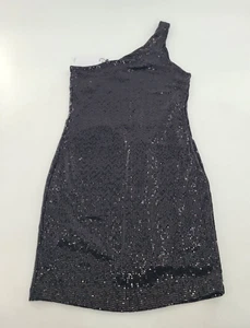 MANGO One Shoulder Sequin Dress Women's Size M NWT Black - Picture 1 of 9