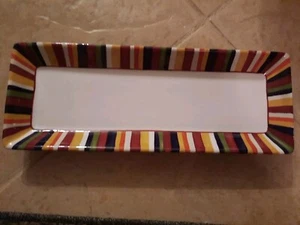 Pampered Chef Simple Additions Rectangular Multi Stripe Serving Dish Platter 16” - Picture 1 of 4