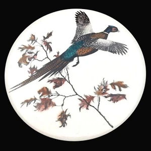 Vintage Fasan Fliesen Untersetzer Delano Studios 6" Runde Keramik Kochplatte Verkorkt USA - Bild 1 von 7