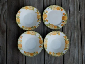 Lot of 4 Vintage METLOX POPPYTRAIL Sculptured Zinnia ~3@ 7¼” Bowls, 1@ 7½" Plate - Picture 1 of 12