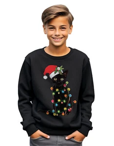 Sudadera Gato-Navidad-Luces - Divertida y Felina Festiva! Perfecto para el amor del gato - Imagen 1 de 34