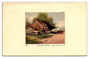 4002 Welcome Visitors W.C.A. Co. Country Scene Horse Buggy Dirt Road Picket - Picture 1 of 2