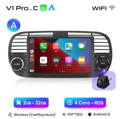 Autoradio Fiat 500 2007-2015 2G+32GB CarPlay-ANDROIDAUTO Wireless + Retrocámara - Imagen 1 de 4