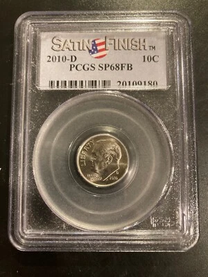 2010 D Roosevelt Silver Dime SP68 FB PCGS Satin ~ Better Grade Rare - Image 1 of 2