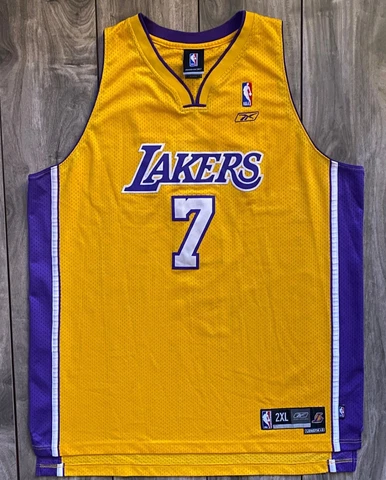 Vintage Reebok LA Lakers Lamar Odom #7 NBA Swingman Basketball Jersey Men's 2XL Cover