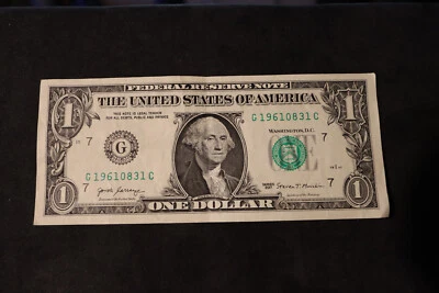 2017 ONE DOLLAR FANCY BIRTHDAY/ANNIVERSARY NOTE AUG 31, 1961  SN # G 19610831 C - Image 1 of 2