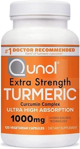 Qunol Turmeric Curcumin Supplement 1000mg High Absorption, 120 Cap, EXP 11/2026 - Picture 1 of 2