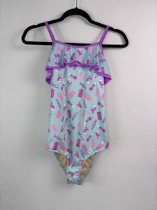 Lands' End girls 16 blue purple ice cream popsicle one piece swim suit - Picture 1 of 5