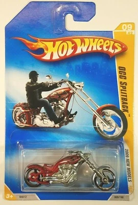 2009 Hot Wheels Red Black Flames OCC Splitback Motorcycle Bike Rocket 009/190 - Image 1 of 4