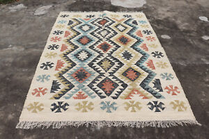 Jute Kilim Rug Handmade rug Hand Woven Turkish traditional Indien large Wool Rug