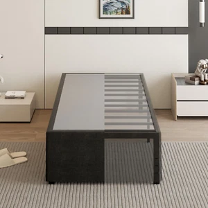 18 Inch Twin XL Bed Frames with Black Bed Cover, Metal Bed Frame Twin XL No Box - Picture 1 of 9